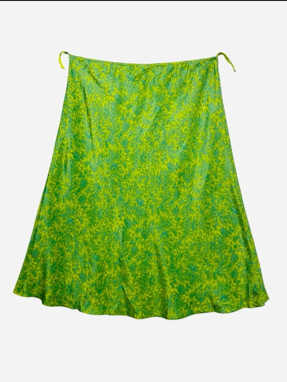 GAP Silk Paisley Midi Skirt LG Green Flippy print Teal 90s Hippie Boho Y2K